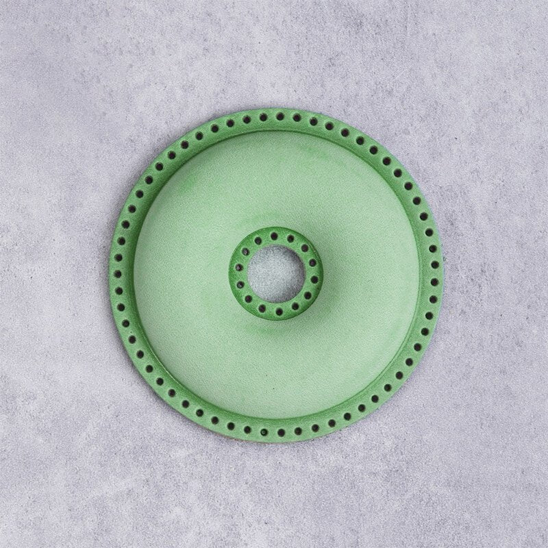 Donut-Shaped Veg Tanned Pre-Cut Leather Piece – Babylon Leather - Babylon LeatherBabylon LeatherPJ03-Light Green-Fog Wax Leather-1PCS
