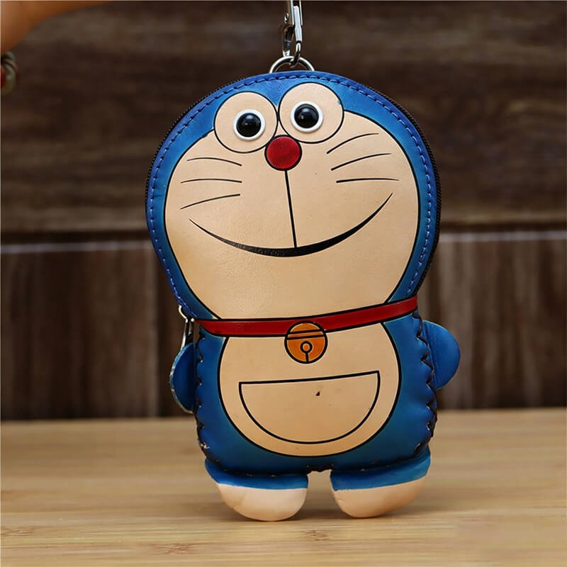 Doraemon Style Leather Coin Purse – Babylon Leather - Babylon LeatherBabylon LeatherLLZ82-Blue