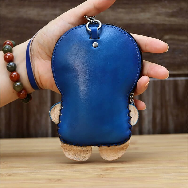 Doraemon Style Leather Coin Purse – Babylon Leather - Babylon LeatherBabylon LeatherLLZ82-Blue