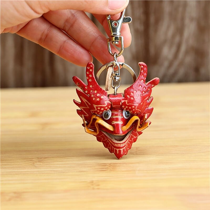 Dragon Head Leather Bag Charm – Babylon Leather - Babylon LeatherBabylon LeatherLLZ124-Red