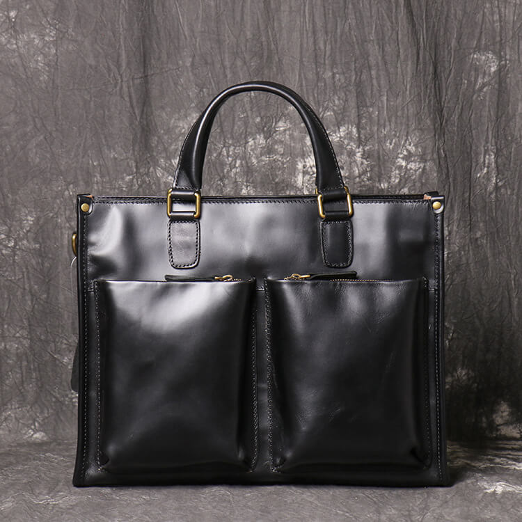 Durable Leather Business Handbag Men – Babylon Leather - Babylon LeatherBabylon LeatherLJ034 - Black