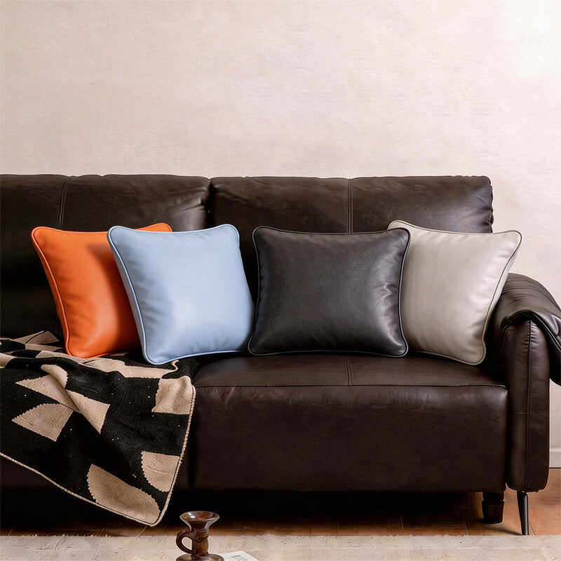Classic Top Grain Cowhide Leather Throw Pillow Cover