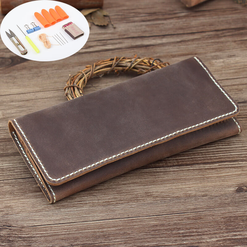 Long Multi-Card Wallet Crazy Horse Leather DIY Kit – Babylon Leather