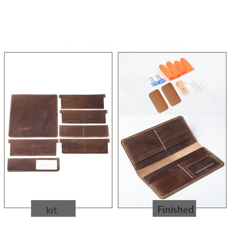 Long Phone Wallet Crazy Horse Leather DIY Kit – Babylon Leather