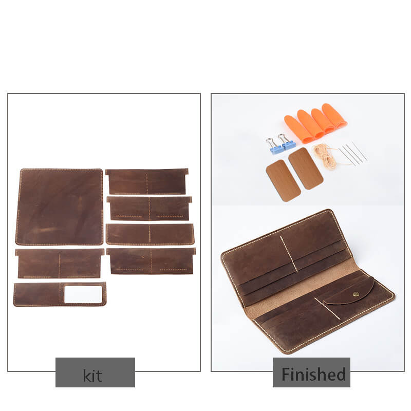 Long Phone Wallet Crazy Horse Leather DIY Kit – Babylon Leather