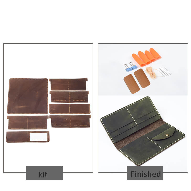 Long Phone Wallet Crazy Horse Leather DIY Kit – Babylon Leather