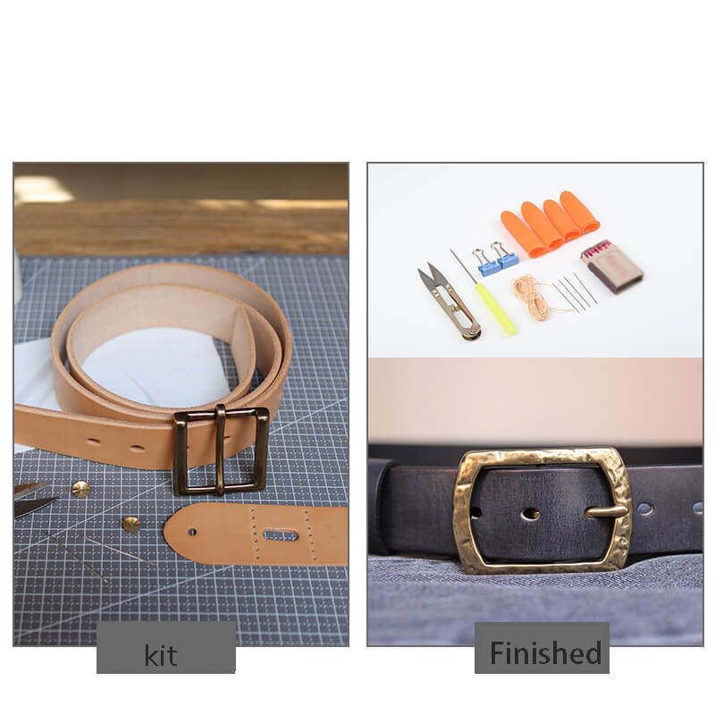 Men's Antique Brass Belt Veg Tanned Leather DIY Kit – Babylon Leather