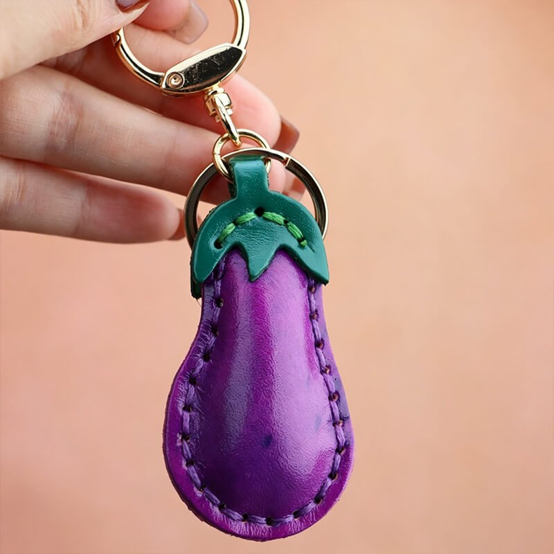 Eggplant Leather Bag Charm – Babylon Leather - Babylon LeatherBabylon LeatherLLZ126-Eggplant