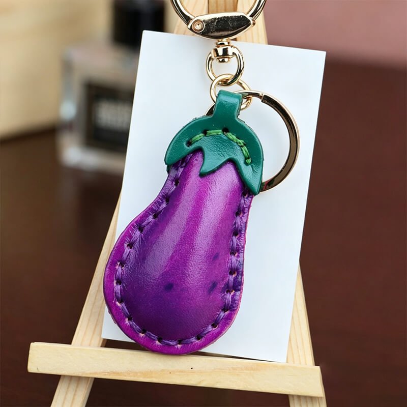 Eggplant Leather Bag Charm – Babylon Leather - Babylon LeatherBabylon LeatherLLZ126-Eggplant