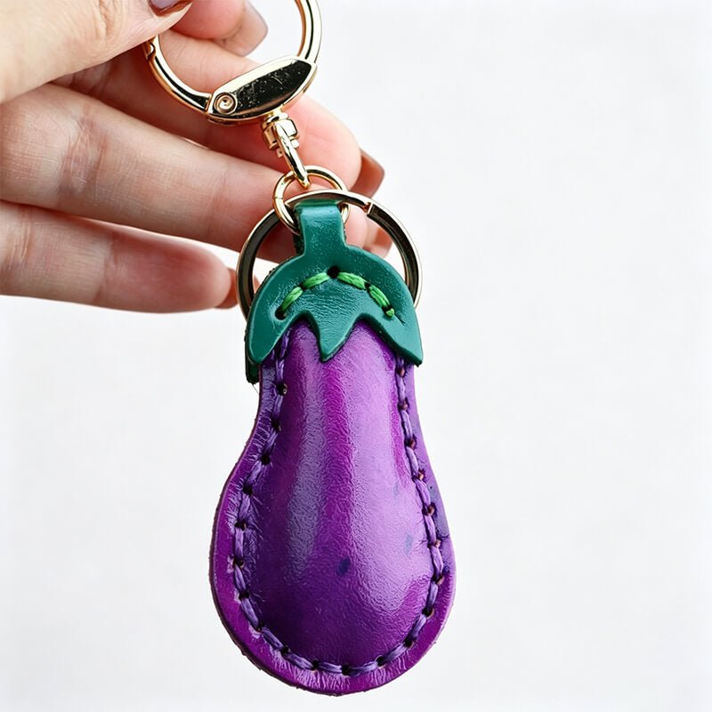 Eggplant Leather Bag Charm – Babylon Leather - Babylon LeatherBabylon LeatherLLZ126-Eggplant