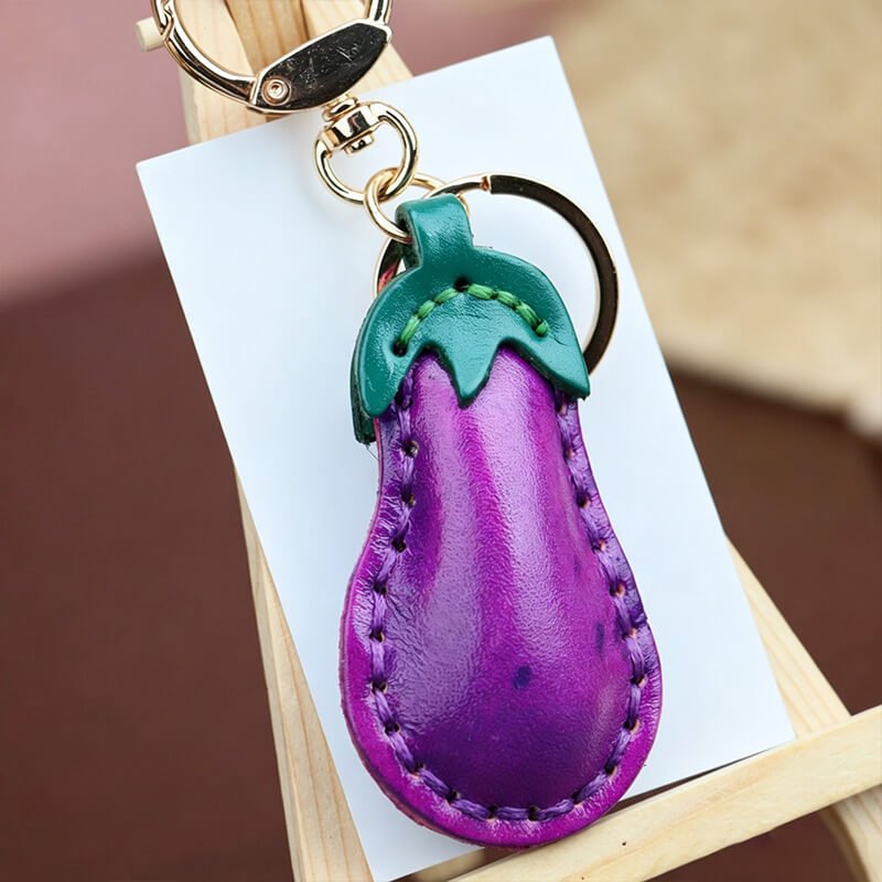 Eggplant Leather Bag Charm – Babylon Leather - Babylon LeatherBabylon LeatherLLZ126-Eggplant