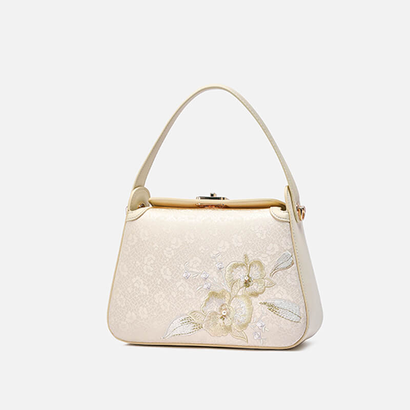 Ethereal Poise Leather and Silk Handbag Handbag – Babylon Leather - Babylon LeatherBabylon LeatherTX206-Light Yellow