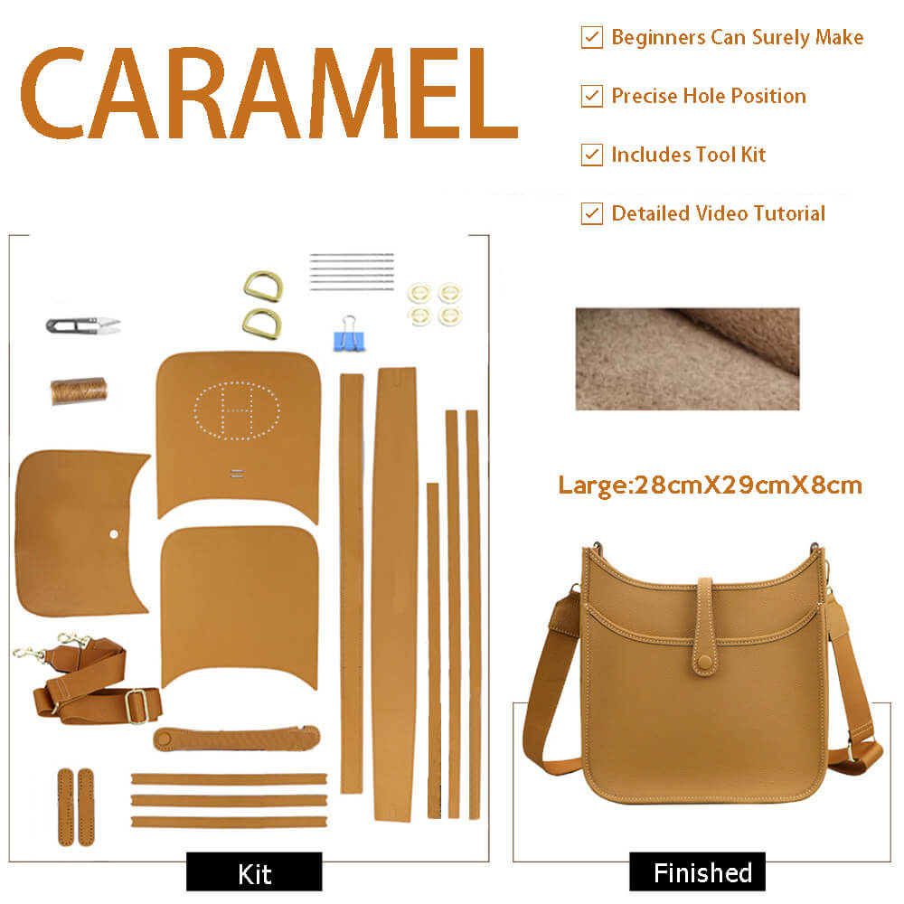 Evelyne Bag DIY Kit – Babylon Leather - Babylon LeatherBabylon LeatherSY82-Caramel-L-White