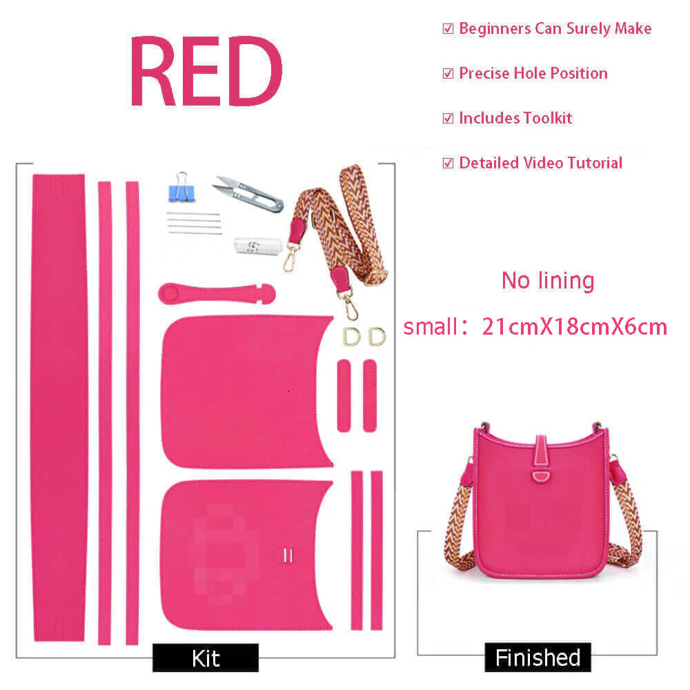 Evelyne Bag DIY Kit – Babylon Leather - Babylon LeatherBabylon LeatherSY82-Fuchsia (Rose Red)-White-S