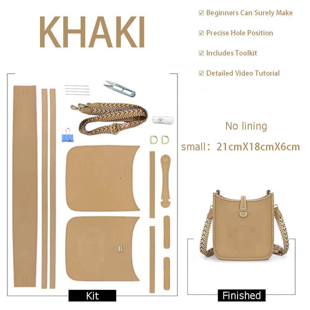 Evelyne Bag DIY Kit – Babylon Leather - Babylon LeatherBabylon LeatherSY82-Khaki-White-S