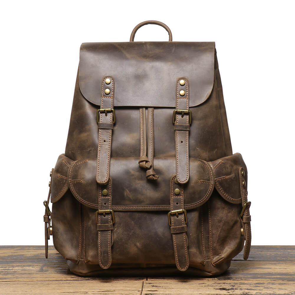 Everyday Men’s Casual Travel Leather Backpack – Babylon Leather - Babylon LeatherBabylon LeatherLJ036-Coffee