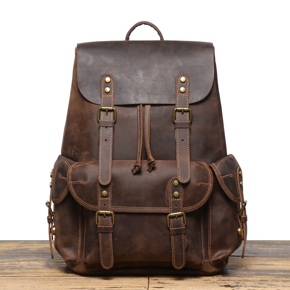 Everyday Men’s Casual Travel Leather Backpack – Babylon Leather - Babylon LeatherBabylon LeatherLJ036 - Coffee