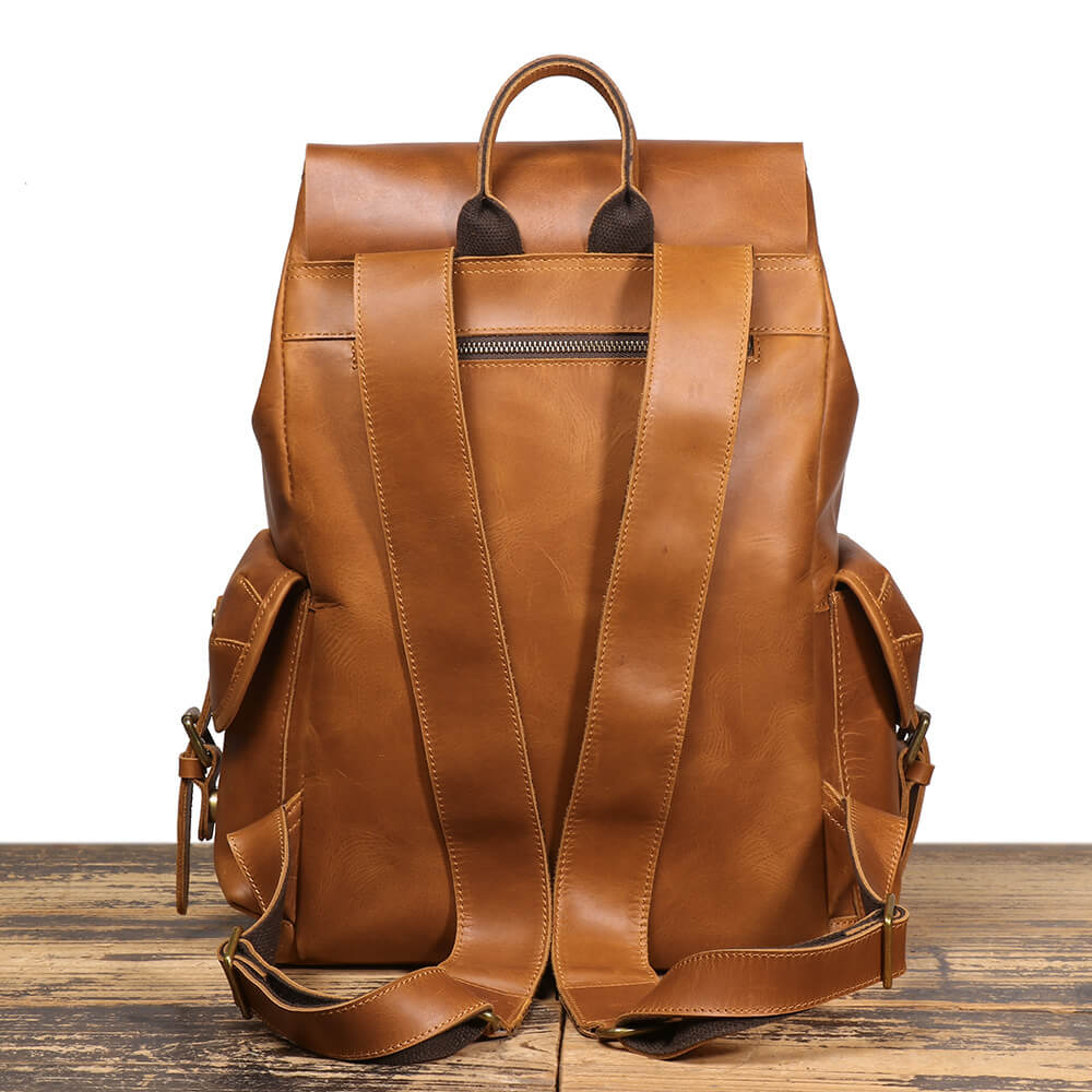 Everyday Men’s Casual Travel Leather Backpack – Babylon Leather - Babylon LeatherBabylon LeatherLJ036 - Coffee