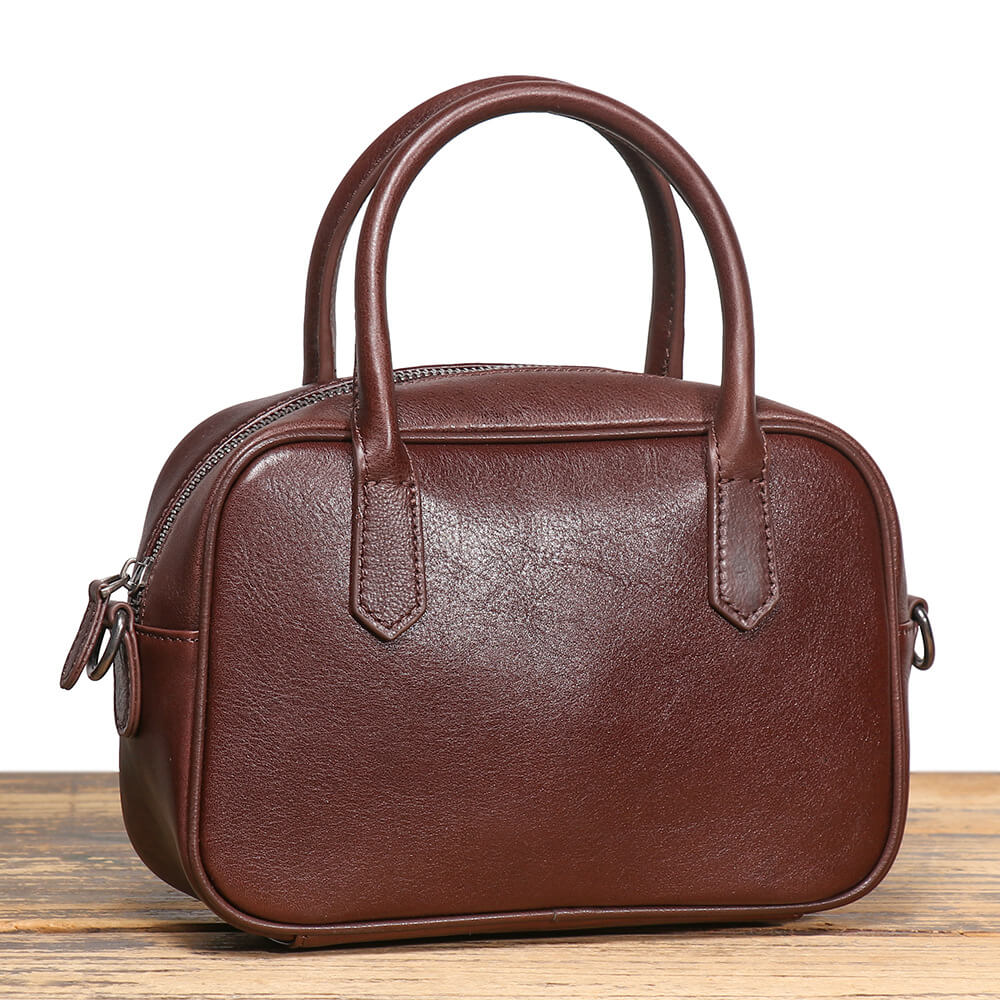 Everyday Style Compact Top - Grain Leather Handbag – Babylon Leather - Babylon LeatherBabylon LeatherLJ150-Coffee