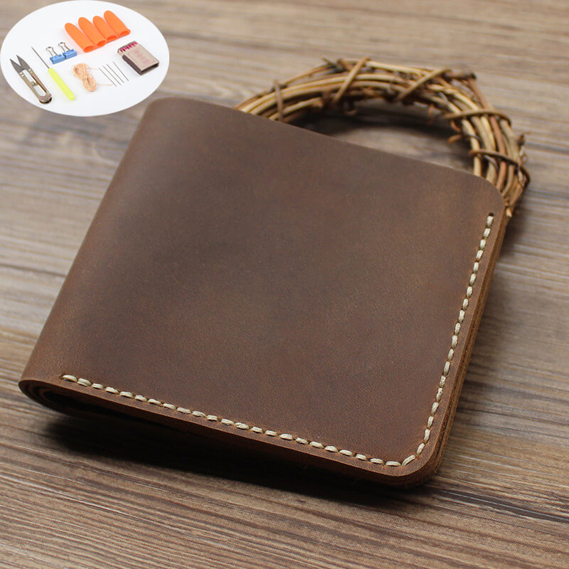 Dual-Bill Short Wallet Crazy Horse Leather DIY Kit – Babylon Leather