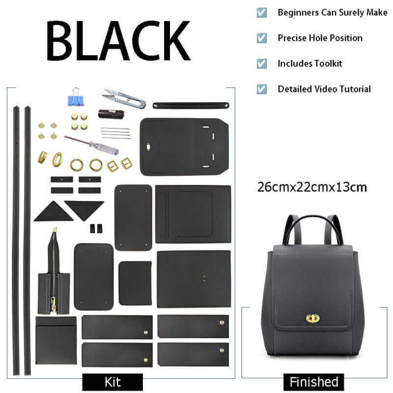 Fashion Leather Backpack DIY Gift Kit – Babylon Leather - Babylon LeatherBabylon LeatherSY56-Black-Color-Matched