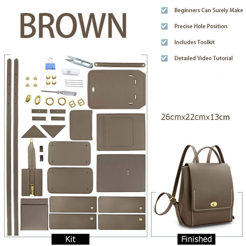 Fashion Leather Backpack DIY Gift Kit – Babylon Leather - Babylon LeatherBabylon LeatherSY56-Brown-White