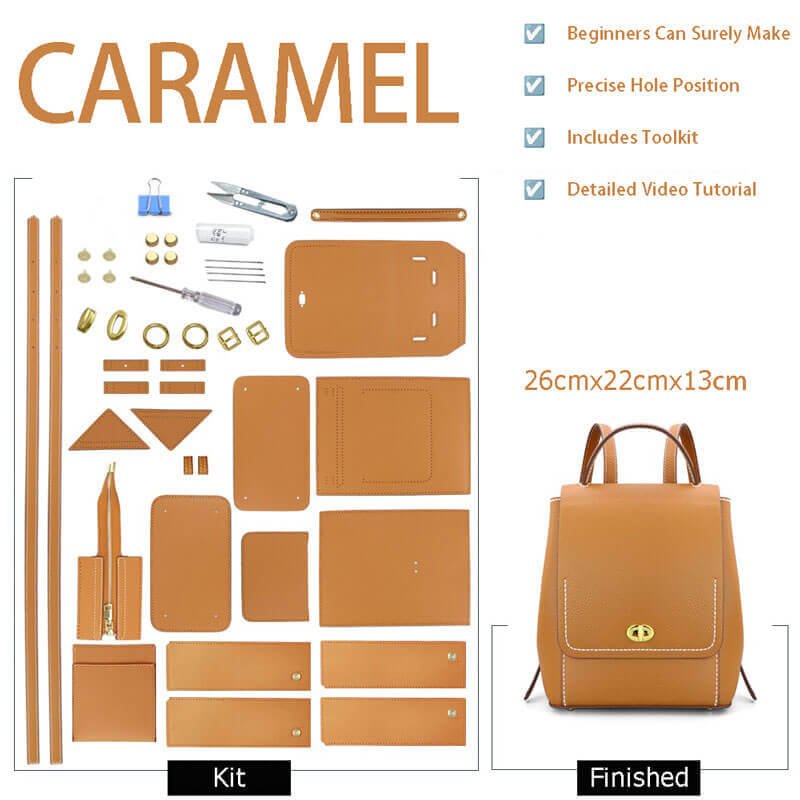 Fashion Leather Backpack DIY Gift Kit – Babylon Leather - Babylon LeatherBabylon LeatherSY56-Caramel-White