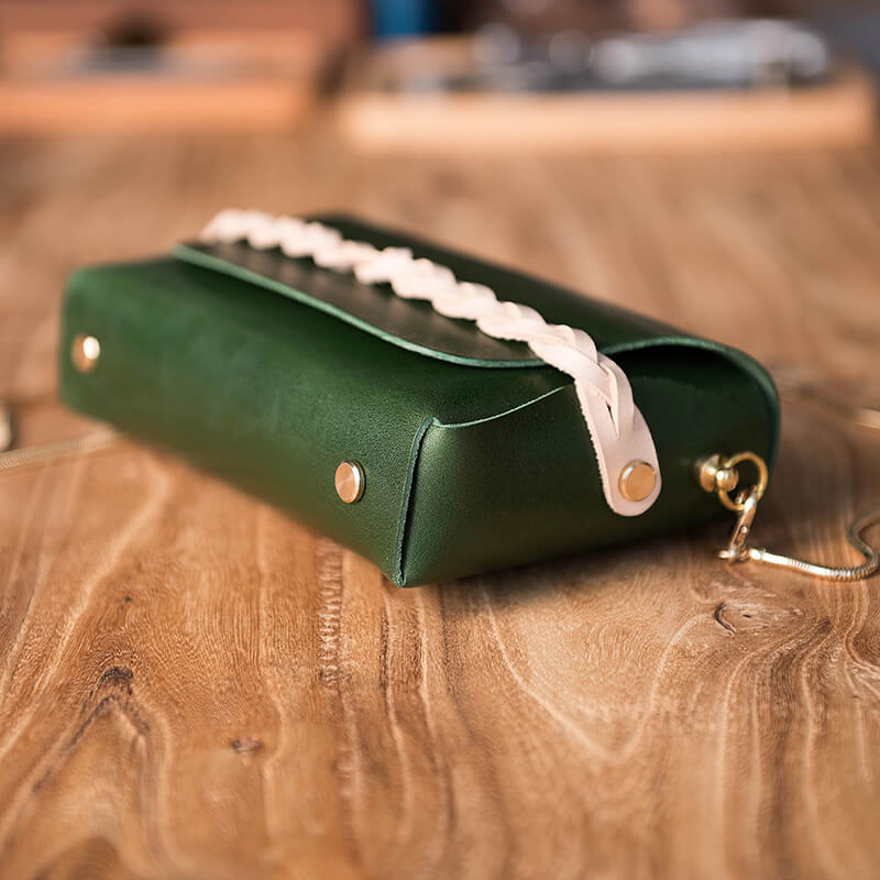 Fashion Minimalistic Shouler Bag DIY Leathercraft Kit – Babylon Leather - Babylon LeatherBabylon LeatherLZ36 - Green - Italian Veg Tan Leather