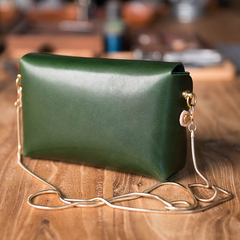 Fashion Minimalistic Shouler Bag DIY Leathercraft Kit – Babylon Leather - Babylon LeatherBabylon LeatherLZ36 - Green - Italian Veg Tan Leather