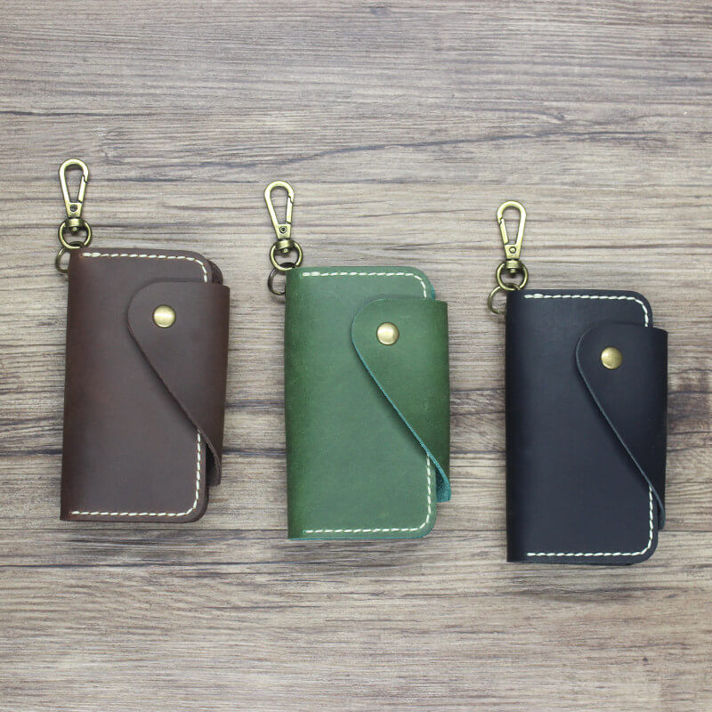 Car Key Pouch with Hook Crazy Horse Leather DIY Kit – Babylon Leather