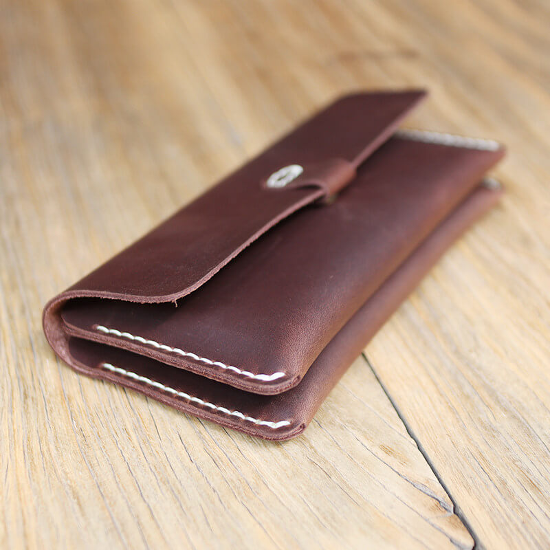 Buckle Long Phone Wallet Crazy Horse Leather DIY Kit – Babylon Leather