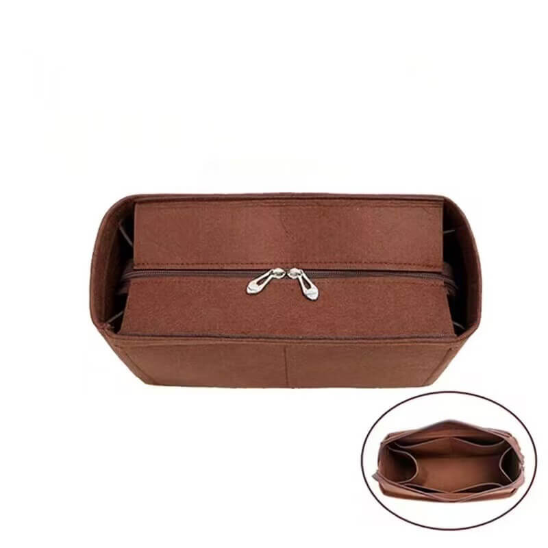 Felt Bag Insert Organizer for Carryall-Style Bags - Babylon LeatherBabylon LeatherQZ02-Coffee-27*10*15cm-With Lid