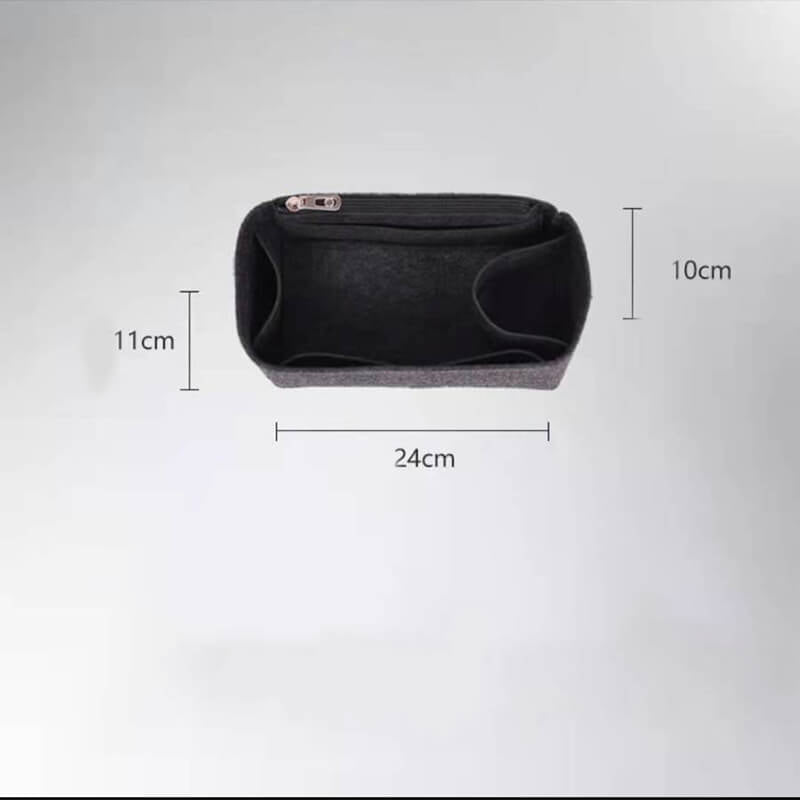 Felt Bag Insert Organizer for Lindy-Style Bags - Babylon LeatherBabylon LeatherQZ09-Black-11*24*10cm-Side Zipper