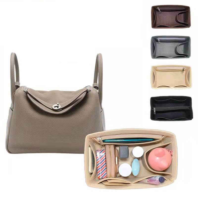 Felt Bag Insert Organizer for Lindy-Style Bags - Babylon LeatherBabylon LeatherQZ09-Khaki-11*24*10cm-Side Zipper