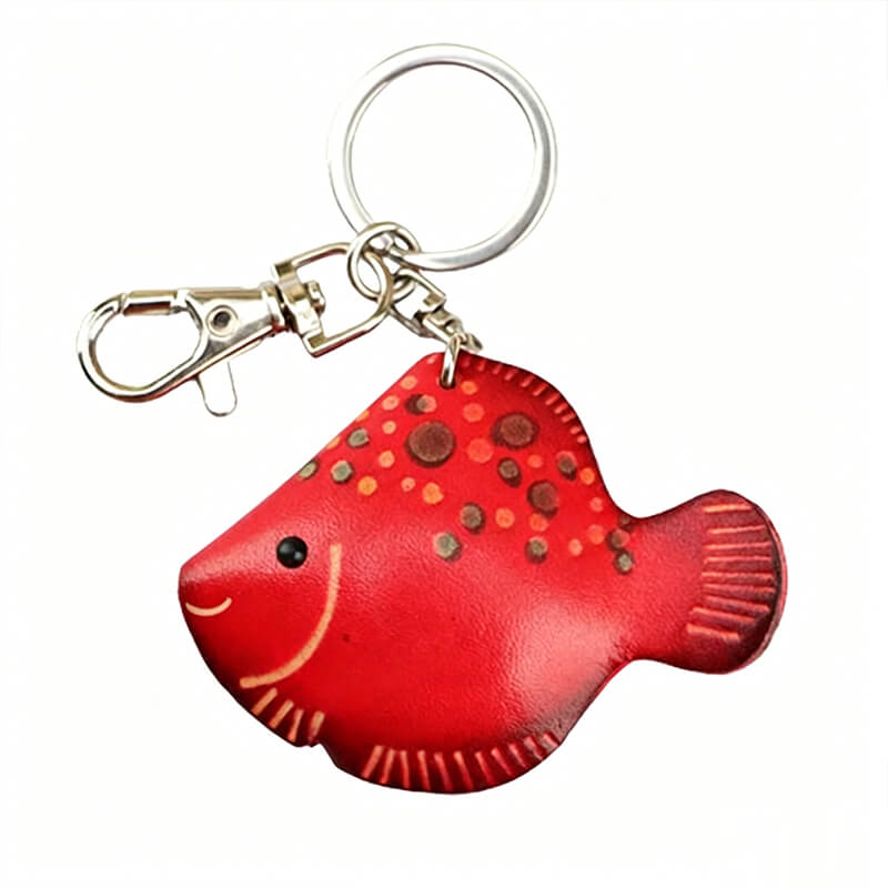 Fish Leather Bag Charm – Babylon Leather - Babylon LeatherBabylon LeatherLLZ38-Red