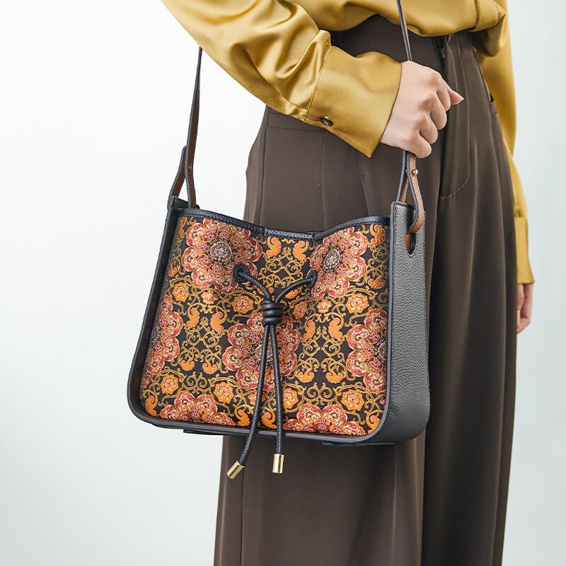 Flame Within Leather and Silk Crossbody Shoulder Bag – Babylon Leather - Babylon LeatherBabylon LeatherTX086-Black