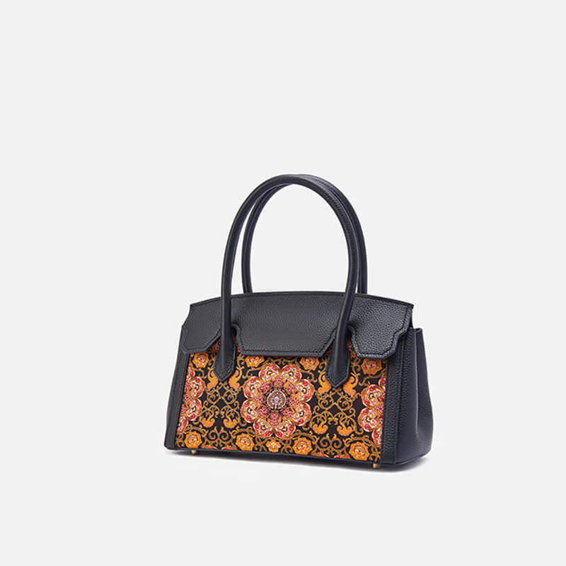 Flame Within Leather and Silk Handbag Crossbody Bag – Babylon Leather - Babylon LeatherBabylon LeatherTX212-Black