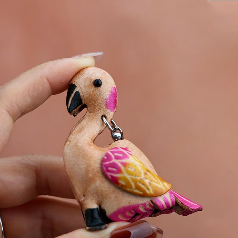 Flamingo Leather Bag Charm – Babylon Leather - Babylon LeatherBabylon LeatherLLZ85-Peach Pink
