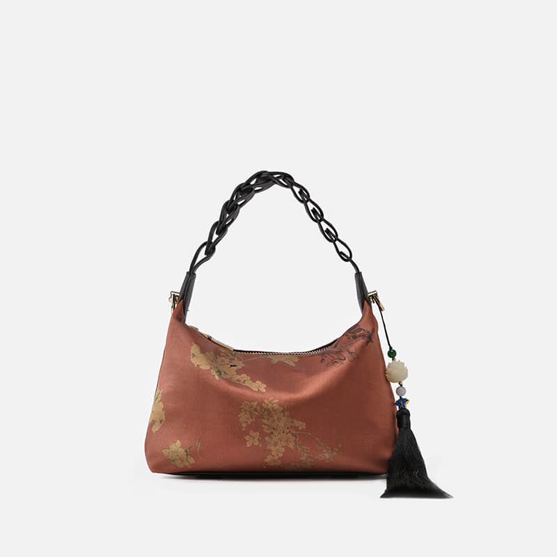 Flavors of Togetherness Leather & Silk Shoulder Handbag – Babylon Leather - Babylon LeatherBabylon LeatherTX043-Red