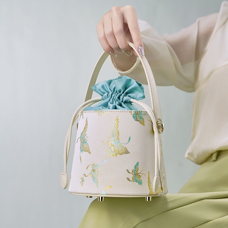 Flow of Grace Leather and Silk Bucket Bag – Babylon Leather - Babylon LeatherBabylon LeatherTX159-White