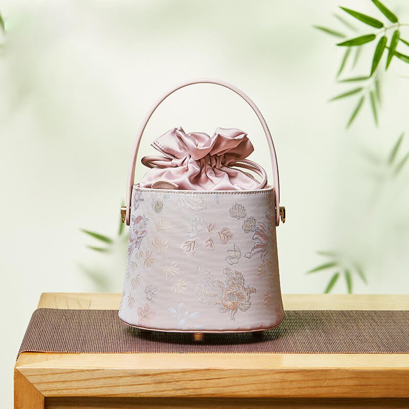 Flow of Grace Leather and Silk Round Bucket Bag – Babylon Leather - Babylon LeatherBabylon LeatherTX160-Pink