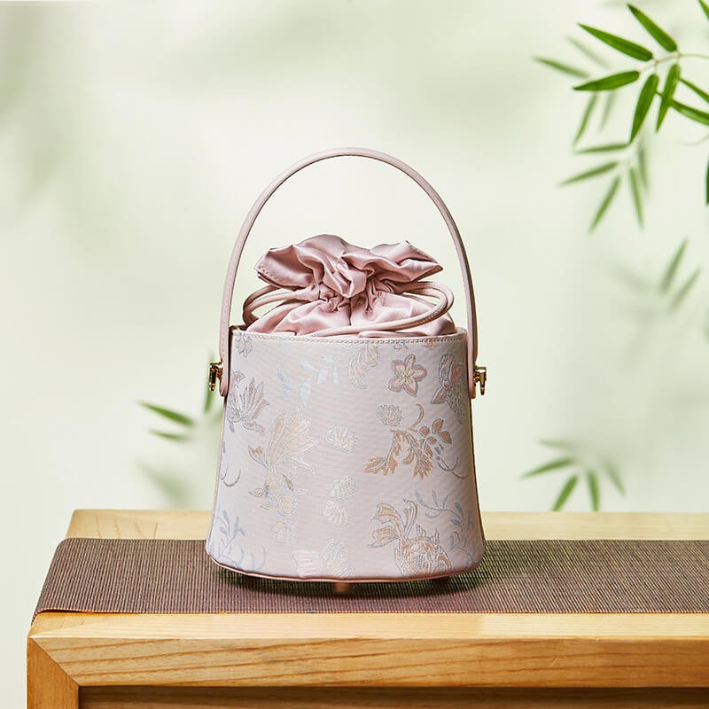 Flow of Grace Leather and Silk Round Bucket Bag – Babylon Leather - Babylon LeatherBabylon LeatherTX160-Pink