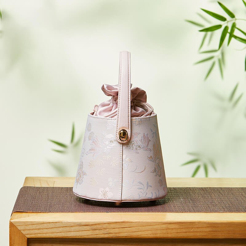 Flow of Grace Leather and Silk Round Bucket Bag – Babylon Leather - Babylon LeatherBabylon LeatherTX160-Pink