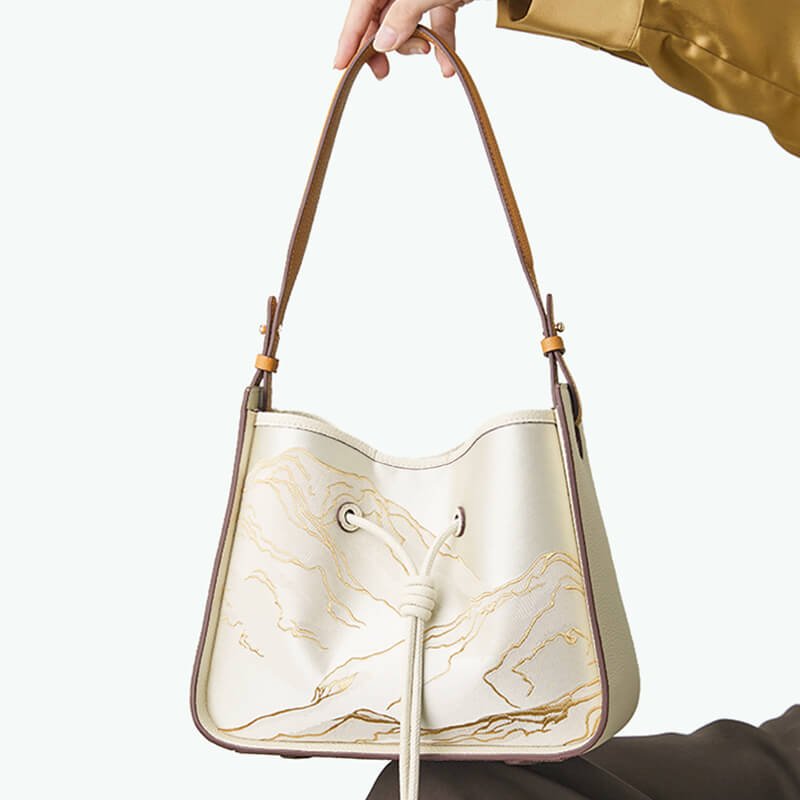 Flowing Ease Leather and Silk Tote Bag – Babylon Leather - Babylon LeatherBabylon LeatherTX173-White