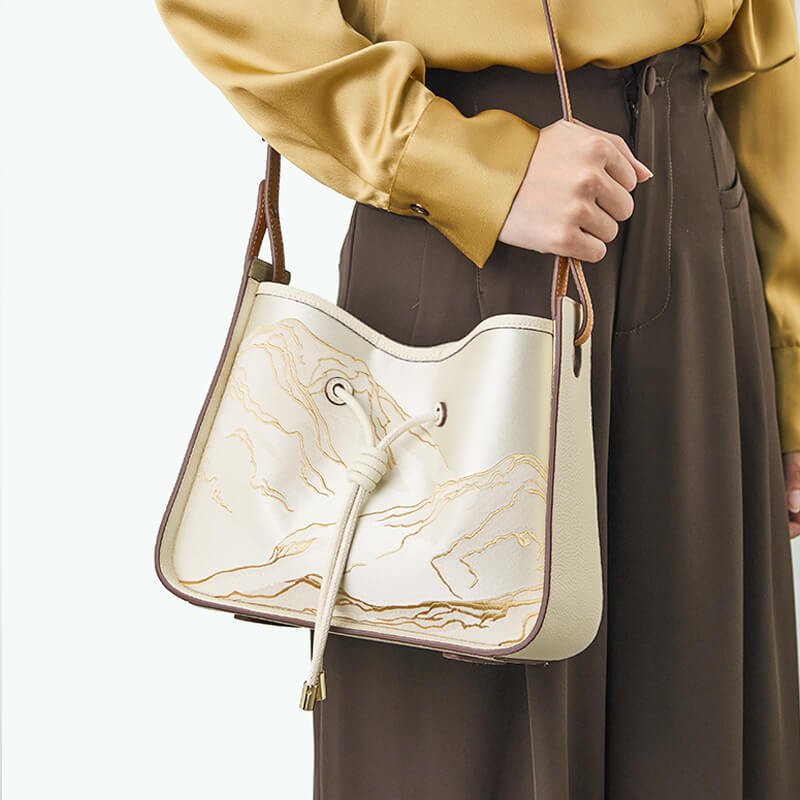 Flowing Ease Leather and Silk Tote Bag – Babylon Leather - Babylon LeatherBabylon LeatherTX173-White