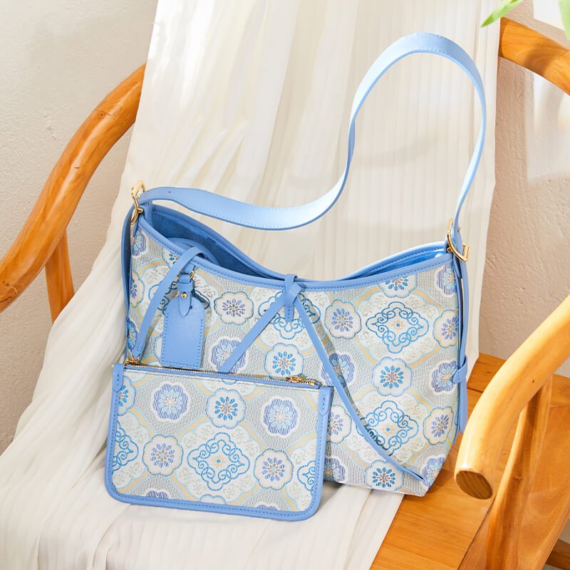 Flowing Ease Silk Handbag Tote Bag – Babylon Leather - Babylon LeatherBabylon LeatherTX171-Blue