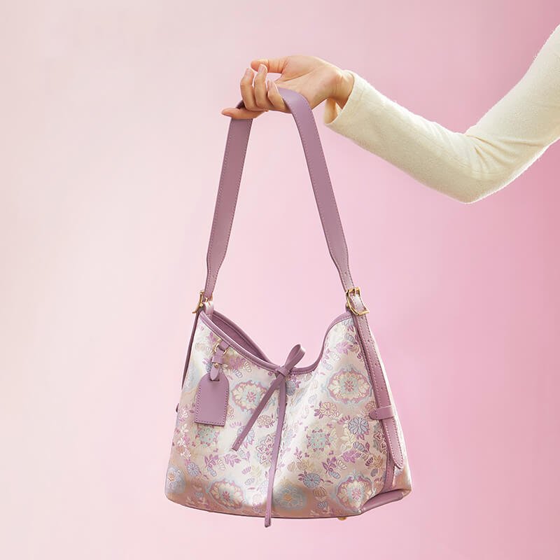 Flowing Ease Silk Shoulder Tote Bag – Babylon Leather - Babylon LeatherBabylon LeatherTX172-Purple