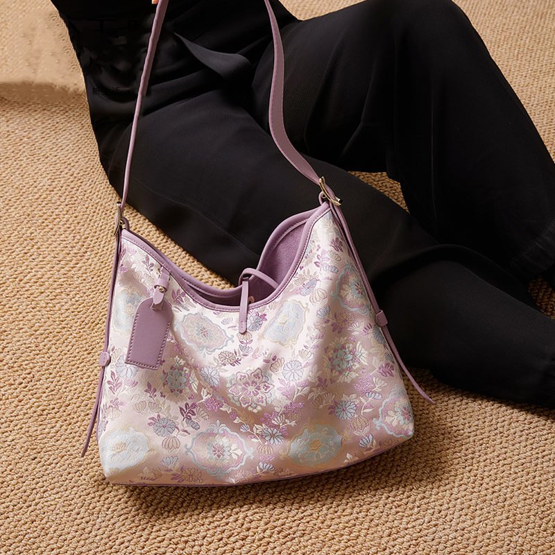 Flowing Ease Silk Shoulder Tote Bag – Babylon Leather - Babylon LeatherBabylon LeatherTX172-Purple