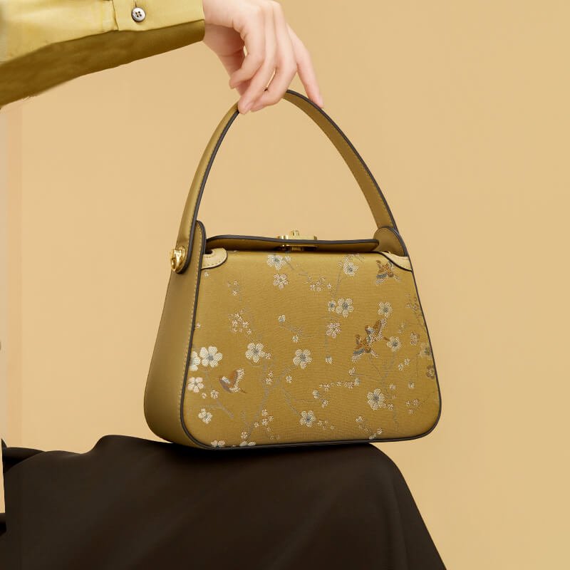 Flowing Harmony Leather and Silk Handbag – Babylon Leather - Babylon LeatherBabylon LeatherTX084-Yellow