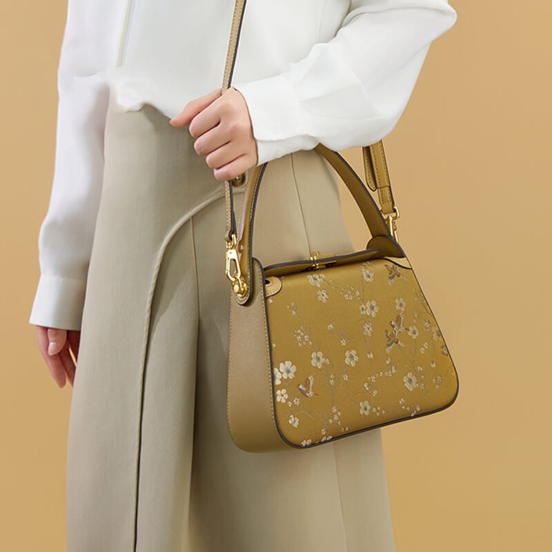 Flowing Harmony Leather and Silk Handbag – Babylon Leather - Babylon LeatherBabylon LeatherTX084-Yellow